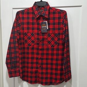 Red and Navy Plaid Casual Shirt